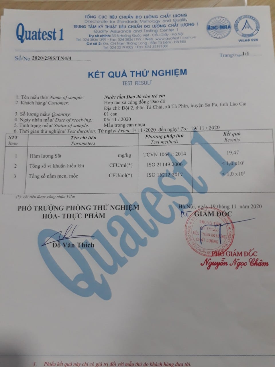 Kiểm nghiệm nước tắm Dao đỏ trẻ em